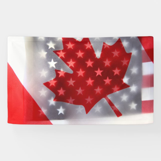 Kanada mit amerikanischen Flaggen Banner (Horizontal)