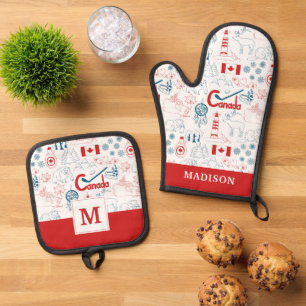 Kanada   Muster der Symbole Ofenhandschuh & Topflappen-Set