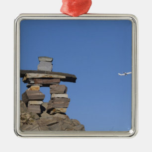 Kanada, Neufundland, St. John's. Inukshuk (um Silbernes Ornament