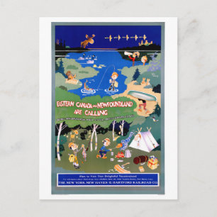 Kanada Neufundland Vintage Reiseposter Restauriert Postkarte