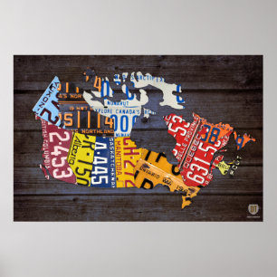 Kanada Nummernschild Karte Recycling Kunst Druck Poster