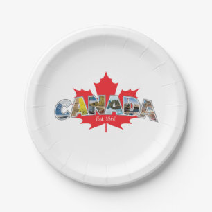 "Kanada Osten. 1867" mit Ahornleaf Grafik Pappteller
