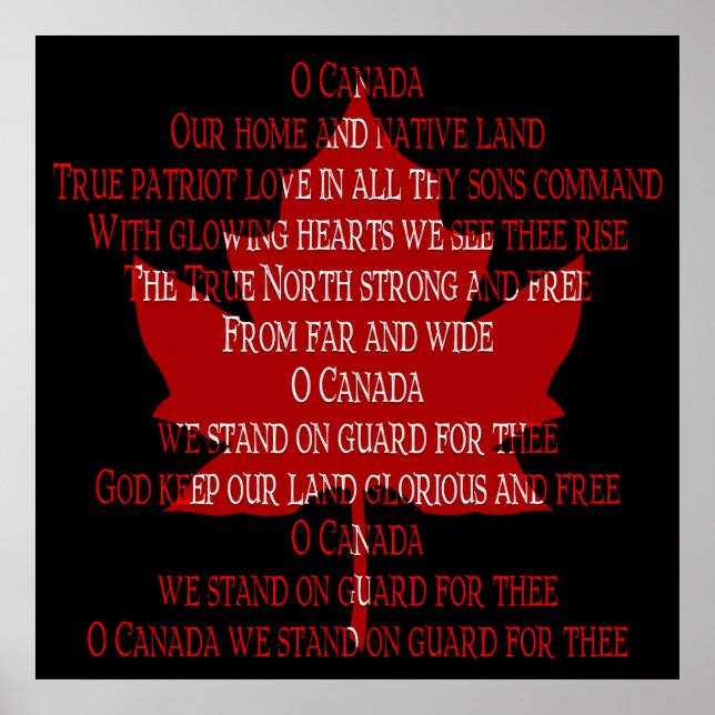 Kanada Poster Canada Anthem Souvenir Print (Vorne)
