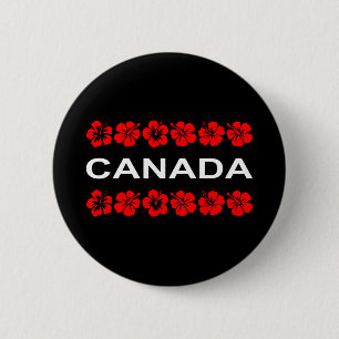 Kanada Red Blume Aloha Bands Dark Color Button