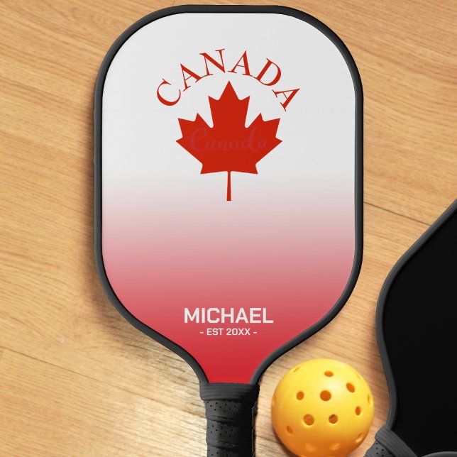 Kanada Red & White Canadian Flag Ombre Gradient Pickleball Schläger (red and white ombre Canada Canadian flag maple leaf pickleball paddle)