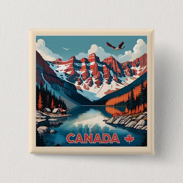 Kanada Reiseplakat Button (Vorderseite)