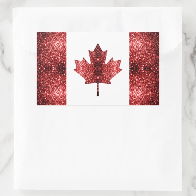 Kanada - rote Glitzern Rechteckiger Aufkleber (Tasche)