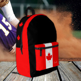 Kanada, schwarzer Rucksack, kanadische Flagge / pa Bedruckter Rucksack