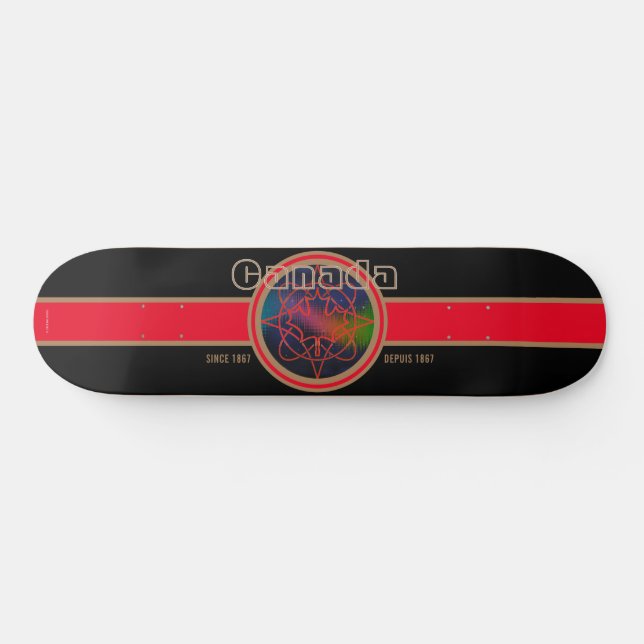 Kanada seit 1867 Aurora (Schwarz) Skateboard (Horizontal)