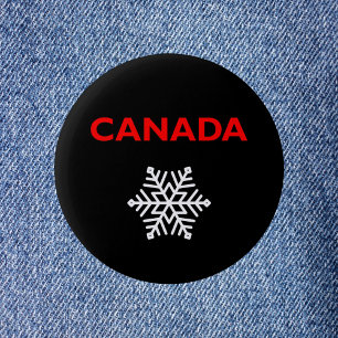Kanada Six-Side Snowflake Star Dunkle Farbe Button