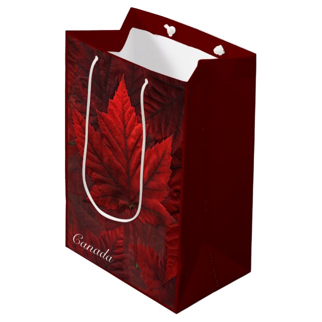 Kanada Souvenir Geschenktaschen Kanada Ahornblätte Mittlere Geschenktüte (Vorderseite Schrägansicht)