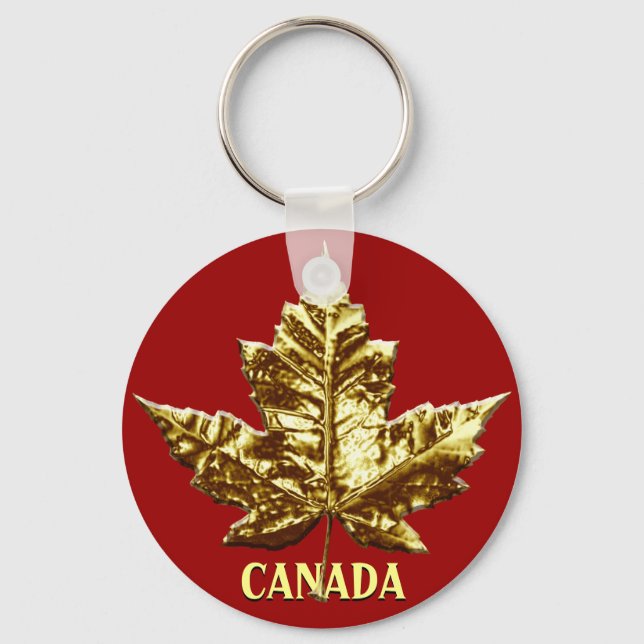 Kanada Souvenir Key Chain Gold Chrome Maple Leaf Schlüsselanhänger (Vorderseite)