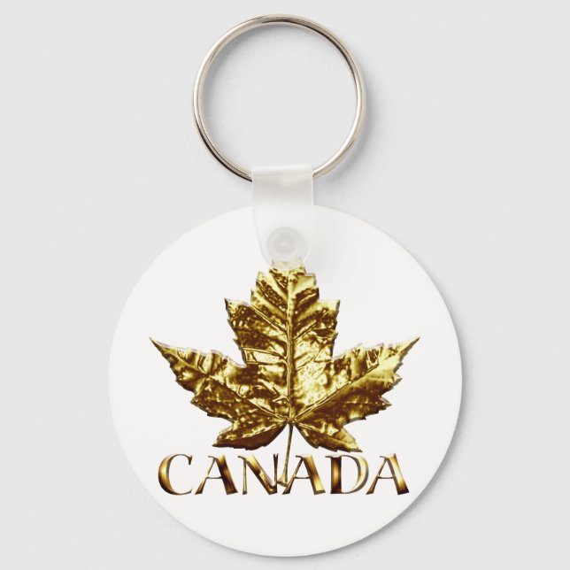 Kanada Souvenir Key Chain Gold Chrome Maple Leaf Schlüsselanhänger (Vorderseite)