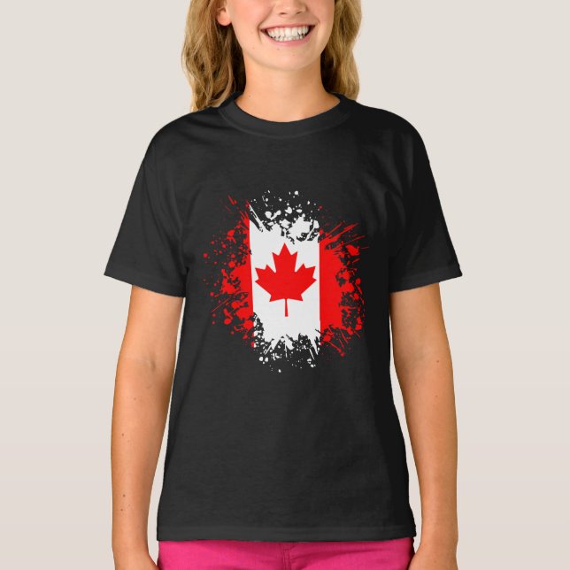 Kanada Souvenir Sehenswürdigkeit, White North Flag T-Shirt (Vorderseite)