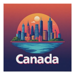Kanada Stadt-Skyline bei Sonnenuntergang Reise Poster