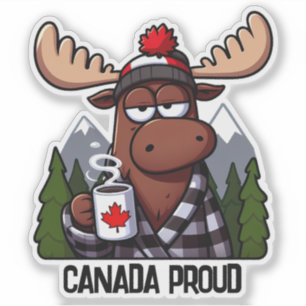 Kanada Stolz Moose trinken eine Tasse Kaffee Aufkleber