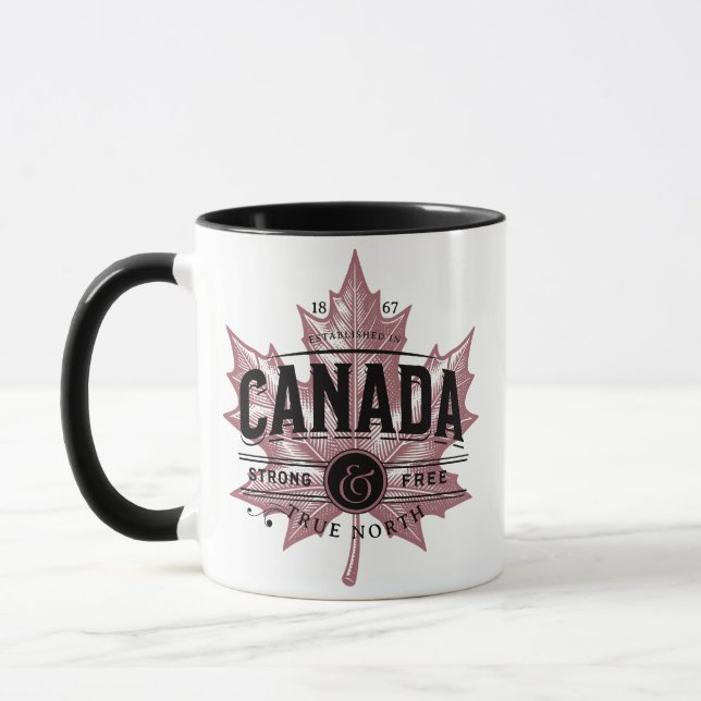 Kanada True North Strong and Free Maple Leaf Tasse (Links)