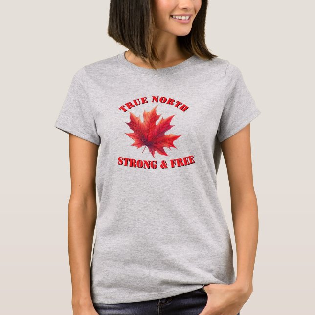 Kanada True North Strong & Free Maple Leaf T-Shirt (Vorderseite)