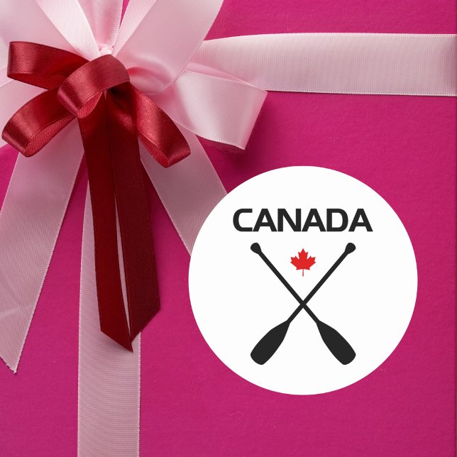 Kanada überquerte Paddle Oars Ahornleder Runder Aufkleber (Von Creator hochgeladen)