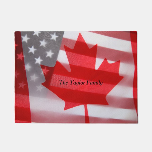 Kanada- und Amerika-Flaggen Fußmatte (Vorderseite)