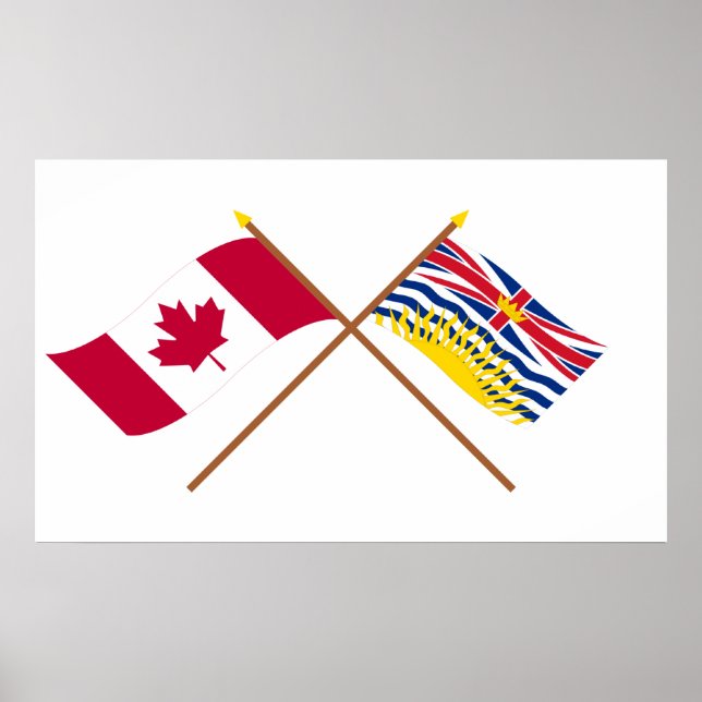 Kanada und Britische Kolumbien - Grenzflaggen Poster (Vorne)
