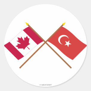 Kanada und die Türkei gekreuzte Flaggen Runder Aufkleber
