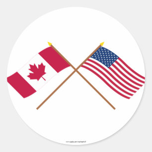 Kanada und die Vereinigte Staaten gekreuzten Runder Aufkleber