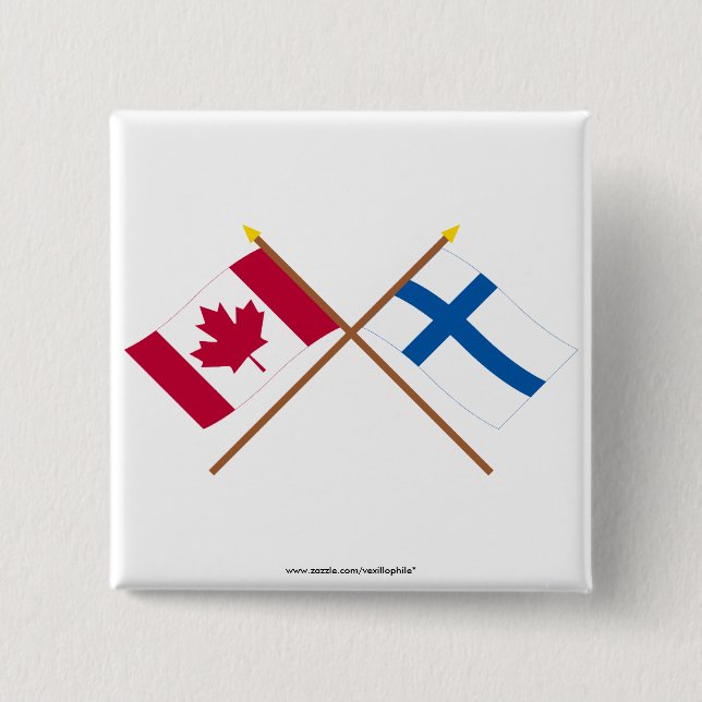 Kanada und Finnland gekreuzte Flaggen Button (Vorderseite)