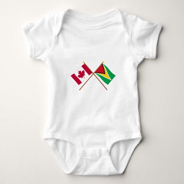 Kanada und Guyana gekreuzte Flaggen Baby Strampler (Vorderseite)