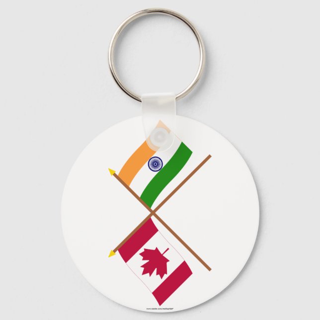 Kanada und Indien überquerten Flaggen Schlüsselanhänger (Vorderseite)
