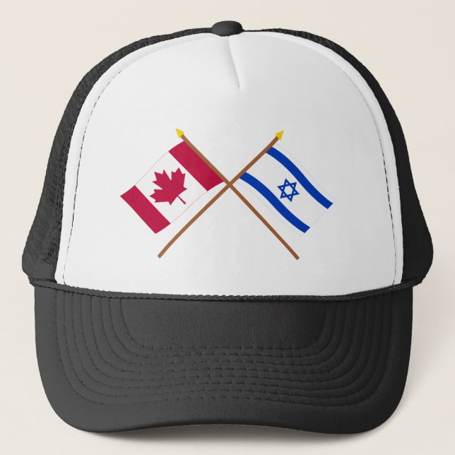 Kanada und Israel gekreuzte Flaggen Truckerkappe (Vorderseite)
