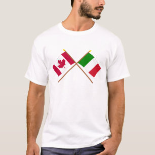 Kanada und Italien gekreuzte Flaggen T-Shirt