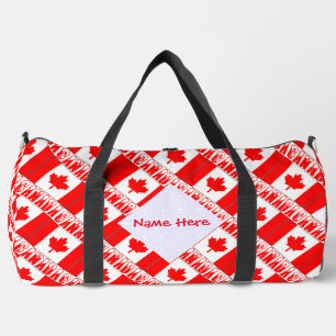 Kanada und Kanadische Flagge Kacheln Rot Personali Duffle Bag