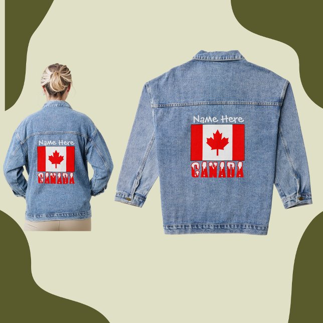 Kanada und Kanadische Flagge - Weißer Personalisie Jeansjacke (Von Creator hochgeladen)