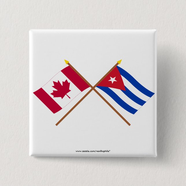 Kanada und Kuba gekreuzte Flaggen Button (Vorderseite)