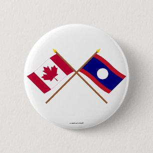 Kanada und Laos gekreuzte Flaggen Button