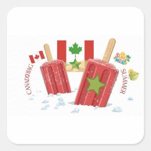 Kanada und Marokko Sommer-Eis-am-Stiel-Quadrat Quadratischer Aufkleber