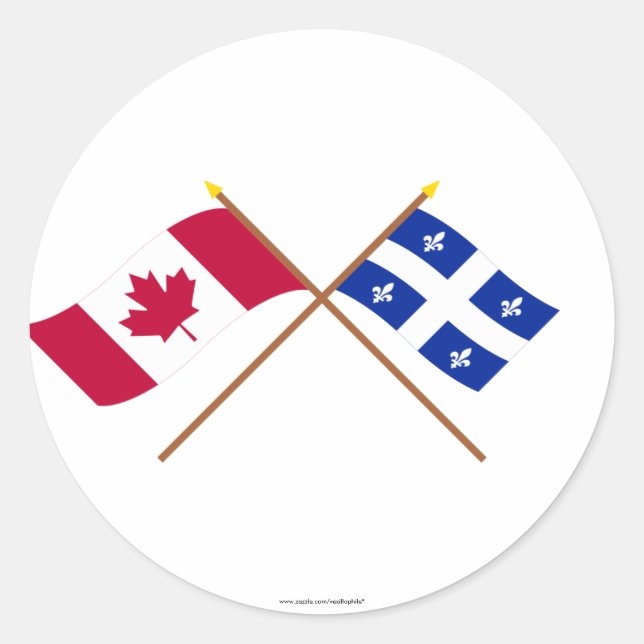 Kanada und Quebec - Grenzflaggen Runder Aufkleber (Vorderseite)