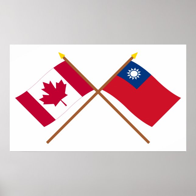 Kanada und Taiwan - Grenzflaggen Poster (Vorne)