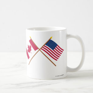 Kanada und Vereinigte Staaten gekreuzte Flaggen Kaffeetasse
