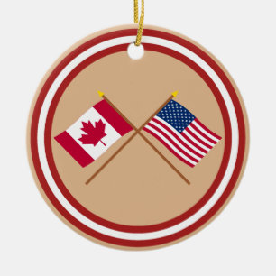 Kanada und Vereinigte Staaten gekreuzte Flaggen Keramikornament