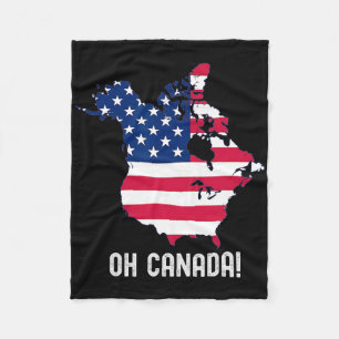 Kanada USA 51. Staat Karte Amerikanische Flagge US Fleecedecke