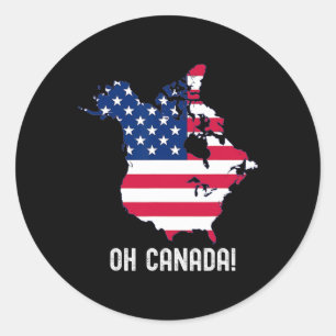 Kanada USA 51. Staat Karte Amerikanische Flagge US Runder Aufkleber