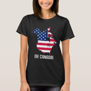 Kanada USA 51. Staat Karte Amerikanische Flagge US T-Shirt
