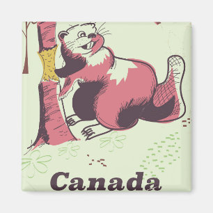 Kanada Vintage-Biber-Reiseposter Magnet