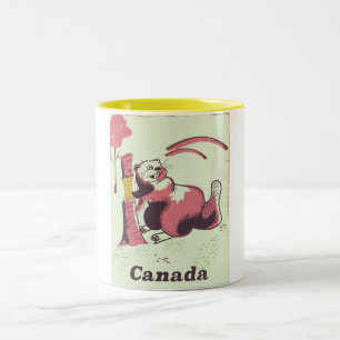 Kanada Vintage-Biber-Reiseposter Zweifarbige Tasse