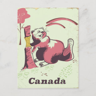 Kanada Vintages Biber-Reiseplakat Postkarte