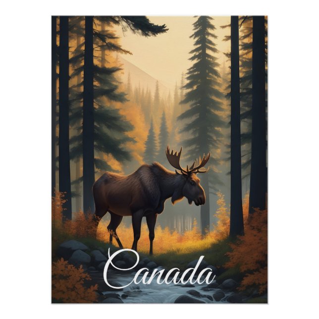 Kanada Wald Elch Reiseplakat Poster (Vorderseite)