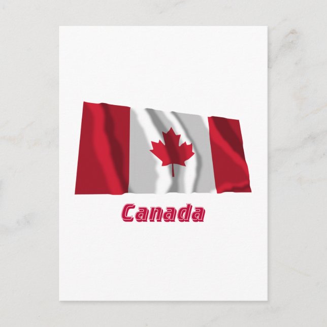 Kanada Waving Flag mit Namen Postkarte (Vorderseite)