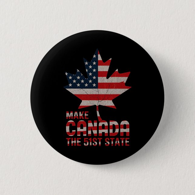 Kanada zum 51. US-Staat als amerikanisches Flaggen Button (Vorderseite)